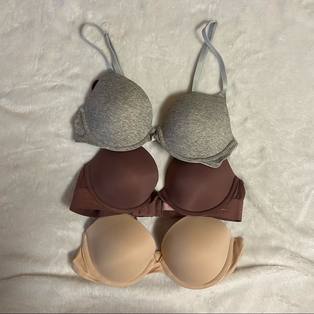 PINK Lightly Lined Bras 36A (set of 3)